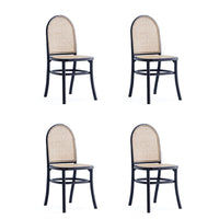 Manhattan Comfort Paragon 17.52" Industry Chic Dining Chair - Black and Grey - Set of 4-Modern - Industry Chic Cane Dining Chair Perfect for Dining Room Use. Set of 4