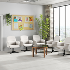 Homy Casa Upholstered Swivel Conference Office Chair with Arms - Beige-Stable Base: Cross-style base provides steady stationary support