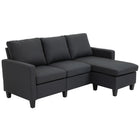 HOMCOM Sectional Sofa with Ottoman - Dark Grey-L-shaped design optimizes space in living rooms, bedrooms, home offices, etc