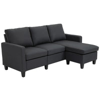 HOMCOM Sectional Sofa with Ottoman - Dark Grey-L-shaped design optimizes space in living rooms, bedrooms, home offices, etc