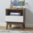 Modway Envision Nightstand - Walnut White-Spacious Full-Glide Drawer