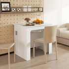 HOMCOM 23.6"-70.9" Rectangular Extendable Dining Table for 6-8 - White-Separate the tabletop and extend it completely, then add several panels on top of the rails