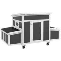 PawHut 35" H Wooden Chicken Coop with Nesting Box - Dark Grey-Large and roomy with 0.635㎡ in the main house 