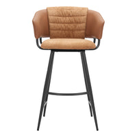 Zuo Juno Barstool - Brown - Set of 2-Comfy polyester fabric and durable faux leather