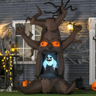 HOMCOM 8' Lit Inflatable Ghost Halloween Yard Decoration-Includes six stakes and four drawstrings to help keep it anchored on windy nights 