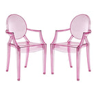 Modway Casper Dining Armchairs - Pink - 2 Pack-For Outdoor/Indoor Use