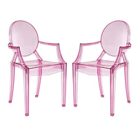Modway Casper Dining Armchairs - Pink - 2 Pack-For Outdoor/Indoor Use