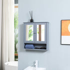Kleankin Wall Mount Medicine Cabinet with Mirror - Grey-Solid MDF with painted surface for stability and easy cleaning