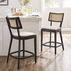Modway Caledonia Wood Counter Stools - Black Beige - Set of 2-Plywood Seat