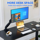 ShoppingAll Single VESA Monitor Mount with Fully Adjustable Gas Spring Arm and Office Desk Clamp - Black-Rock-Solid Stability: Built with a c-clamp base that delivers unmatched sturdiness. For desks with grommet holes (1.57"–2.36"), no extra parts or modifications are needed - our compact clamp fits directly into the hole for secure, wobble-free support