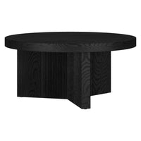 Hudson&Canal Holm 32"W Round Coffee Table - Black Grain-A contemporary Scandinavian design for your living room, den, and more