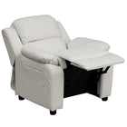 Flash Furniture Deluxe Padded Contemporary Vinyl Kids Recliner with Storage Arms - White-Storage Arm Size: 3.25''W x 6''D x 11''H