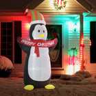 HOMCOM 8' Lit Inflatable Penguin with Merry Christmas Christmas Yard Decoration-Built-in LED lights for a glowing nighttime display and extra holiday atmosphere 