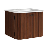 Modway Zia 24" Wall-Mount Bathroom Vanity with Marble Sink - Walnut-24" Wall Mounted Vanity