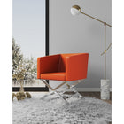 Manhattan Comfort Hollywood 25.6" Contemporary Faux Leather Upholstered Accent Chair - Orange and Polished Chrome-Expertly Constructed of Lightweight, Solid Aluminum with Contemporary Polished Chrome Finish Base