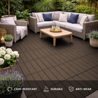 MotionGrey 4-Slat Interlocking Waterproof Outdoor Deck Tiles for Patio, Balcony and Garden - Brown - 20 Piece Set-7