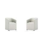 Manhattan Comfort Anna Round 23.23" Modern Faux Leather Upholstered Dining Armchair - Stone Grey - Set of 2-Modern Dining Armchair for Dining Room and Task Use. Set of 2