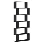 HOMCOM 6-Tier Geometric Wooden Bookcase Home Office Furniture - Black-6 Tier shelves in contemporary design offers storage and display space in your home or office 
