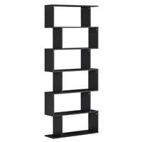 HOMCOM 6-Tier Geometric Wooden Bookcase Home Office Furniture - Black-6 Tier shelves in contemporary design offers storage and display space in your home or office 