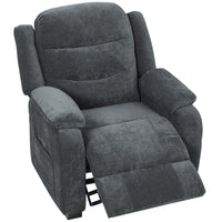 HOMCOM Power Massage Recliner with Quiet Motor - Dark Grey-One touch power recliner with footrest reaches 150° smoothly with quiet brushless motor