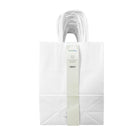 Reliabag Paper Bags - Twist Handles - 5.3" W x 3.5" D x 8.5" H - White - 25 Pack-White paper twisted twine handles with the re-enforced flat bottom
