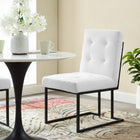 Modway Privy Black Stainless Steel Upholstered Fabric Dining Chair - Black/White-Biscuit-Tufted Details