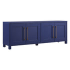 Hudson&Canal Chabot TV Stand for TV's up to 75" - Dark Blue-Features four doors with enclosed cabinets and 4 shelves for ample storage