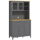 HOMCOM 71" H Kitchen Pantry Cabinet with Adjustable Shelves and Glass Door - Grey-Door cabinets and open shelf give you lots of storage space 