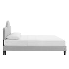 Modway Soleil Performance Velvet Queen Bed - Light Grey-Tapered Black Wood Legs