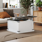 HOMCOM Lift Top Coffee Table with Charging Station and Storage - White-Two AC outlets, a USB port, and a USB-C port, convenient for charging your devices
