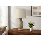 Monarch Specialties 25" H Contemporary Table Lamp - Beige Resin / Beige Shade-The classic beige fabric shade softly diffuses the light to help brighten a nightstand, console, end or side table for a warm and inviting ambiance