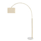 Monarch Specialties 9640 79"H Floor Lamp - Brass Metal/Beige Shade-This 79"H arc floor lamp features a sleek brass metal finish paired with a beige fabric shade, effortlessly complementing living rooms, bedrooms, or office spaces with a refined, modern elegance