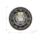 Monarch Specialties Clocks 20" Round Wall Clock - Brown -This non-ticking analog clock has an easy to read roman numeric display on a graphic print contrasted with white metal hands