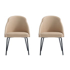 Manhattan Comfort Gracie 24.2" Modern Leatherette Upholstered Dining Chair - Tan and Black - Set of 2-Modern Dining Chair for Dining Room and Task Use. Set of 2