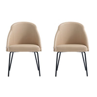 Manhattan Comfort Gracie 24.2" Modern Leatherette Upholstered Dining Chair - Tan and Black - Set of 2-Modern Dining Chair for Dining Room and Task Use. Set of 2