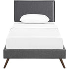 Modway Amaris Fabric Twin Platform Bed with Round Splayed Legs - Grey-Mounts in Four Locations