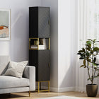 Kleankin 67" Tall Freestanding Bathroom Linen Tower Cabinet - Black-Anti-tipping design and anti-slip foot pads add safety and stability
