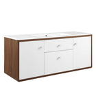 Modway Transmit 48" Wall-Mount Bathroom Vanity - Walnut/White-Assembly Required