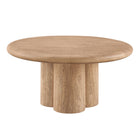 Modway Tori 31" Indoor/Outdoor Round Coffee Table - Oak-Solid Concrete Construction