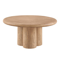 Modway Tori 31" Indoor/Outdoor Round Coffee Table - Oak-Solid Concrete Construction
