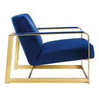 Modway Seg Performance Velvet Accent Chair - Gold Navy-Stainless Steel Frame