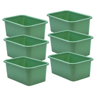 Teacher Created Resources Small Plastic Storage Bin - Eucalyptus Green - 6 Pack-Small books, notepads, toys, games, and supplies can be stored away to help your room stay clutter free.