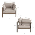 Modway Eleni Outdoor Teak Wood Armchair - Weathered Grey Pebble-Four Outdoor Cushions