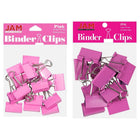 JAM Paper Colourful Binder Clips Assortment - Medium & Large - Pink - 27 Pack-Colour: Pink | Made of tempered steel for an extra strong hold
