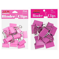 JAM Paper Colourful Binder Clips Assortment - Medium & Large - Pink - 27 Pack-Colour: Pink | Made of tempered steel for an extra strong hold