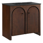 Modway Appia 36" Bathroom Vanity - Walnut/Black-Soft-Close Hinges