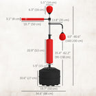 Soozier Standing Punching Bag with 2 Speed Balls - 360° Reflex Bar - Red-Stable HDPE base can be filled with water or sand 