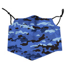 Oliver's Labels 2-Ply Non-Medical Kids Scarf Face Mask - Blue Camo-2 Layers in front of the mouth and nose for added protection.