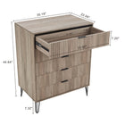 Manhattan Comfort DUMBO Modern Nightstand, Dresser Set and 5-Drawer Tall Dresser Set - Rustic Grey-Stylish Splayed Gold Metal Legs Adding Seamless Fashion Design and Durability. Leg Height: 7.32 in.