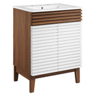 Modway Render 24" Bathroom Vanity - White/Walnut/White-8" Widespread Holes
